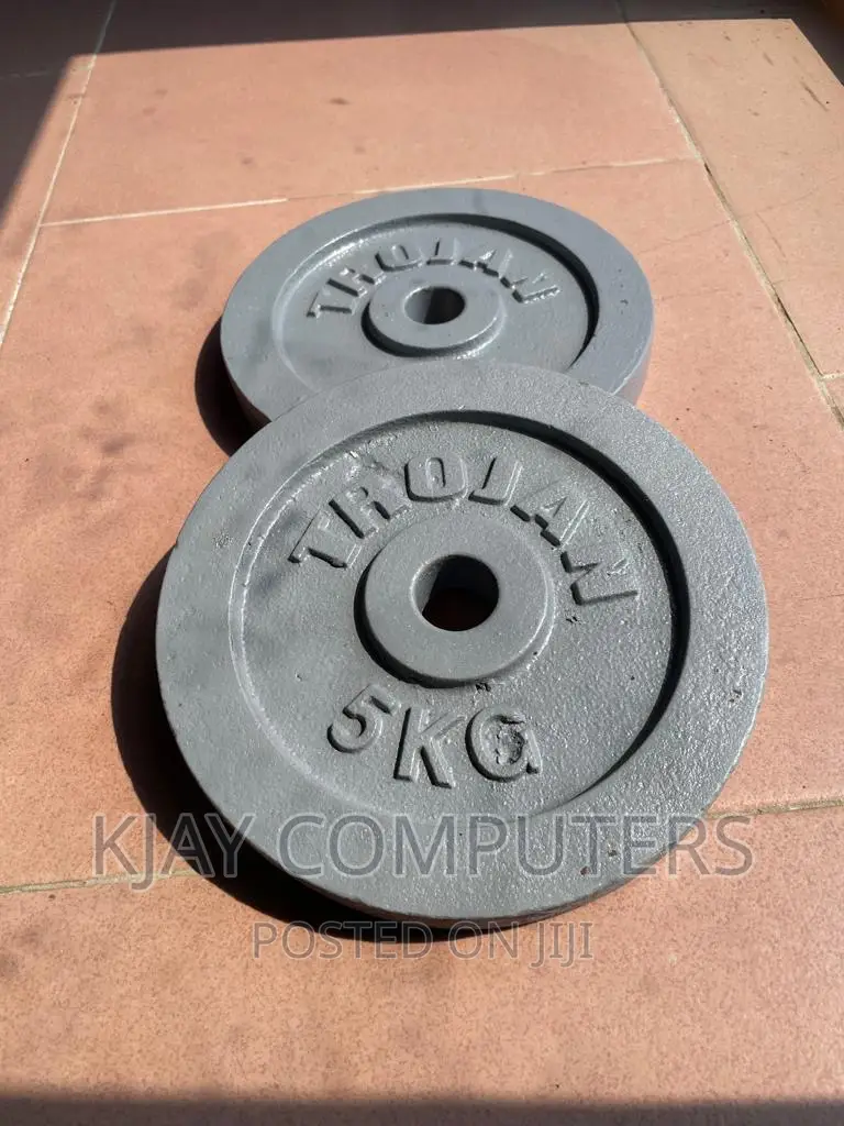 Pair of 5 Kg Carbon Steel Plate for Barbells and Curl Bars.