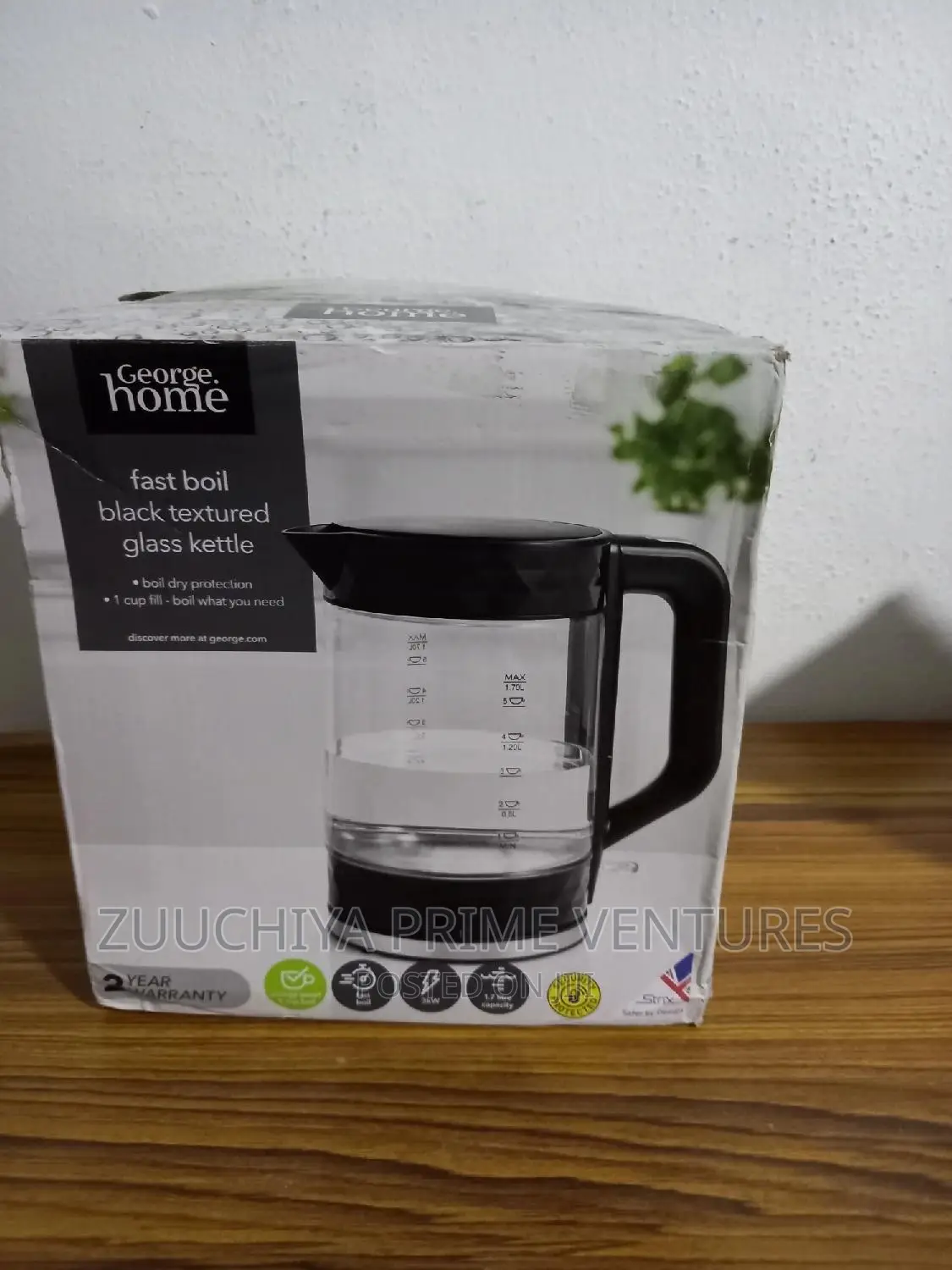 1.7l George Home Textured Glass Kettle From Uk 