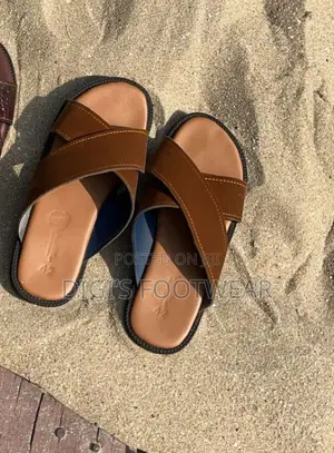 Brown Crossed Suede Slippers