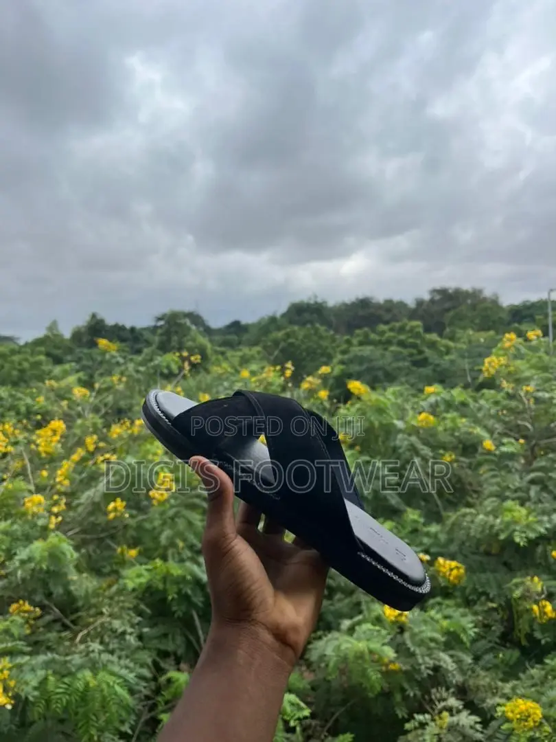 Black Suede Crossed Slippers