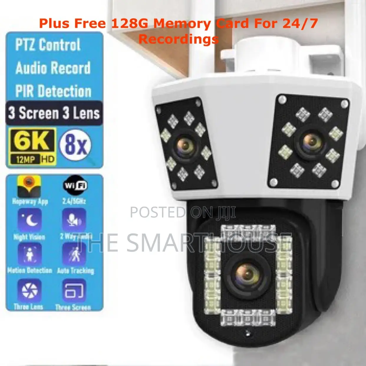Smart Triple Lens CCTV Camera (Plus Free 128G Memory Card)
