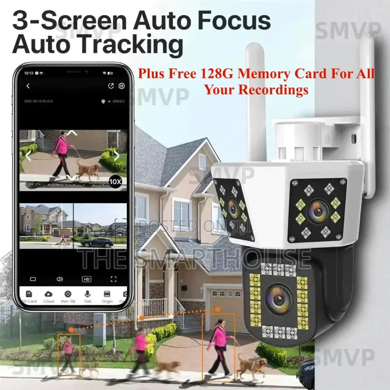 Smart Triple Lens CCTV Camera (Plus Free 128G Memory Card)