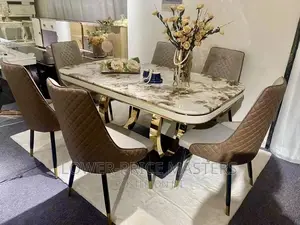Quality 6 Chair Marble Dining Table