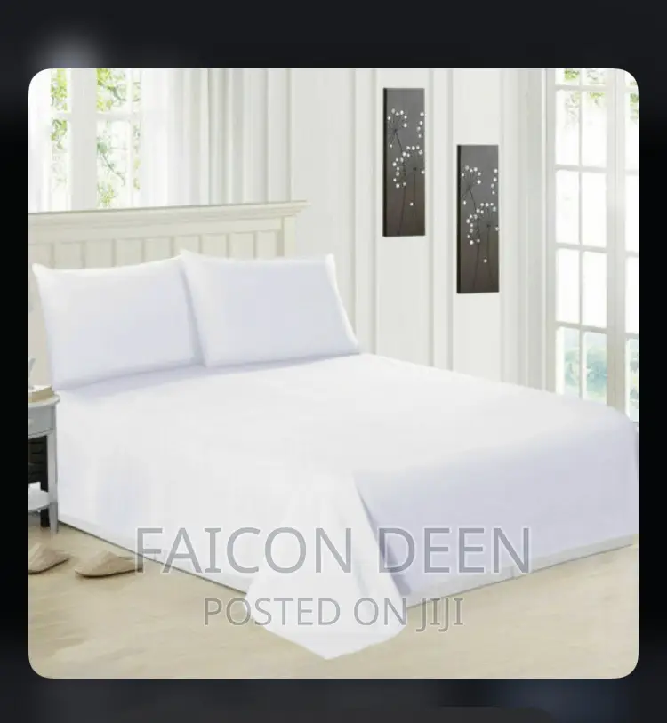 Hotel White Stripped Bedsheets With Pillow Cases