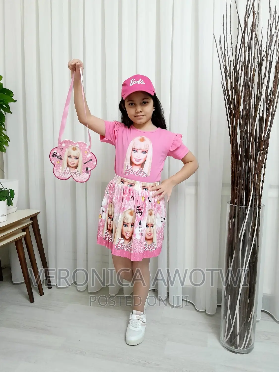 Barbie Skirt N Top With Cap N Bag