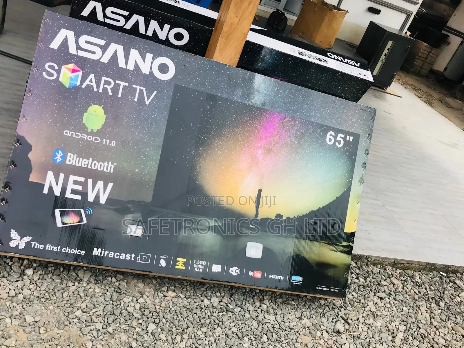 Asano Black Electric 65 Inches Glossy LED Smart UHD Tv