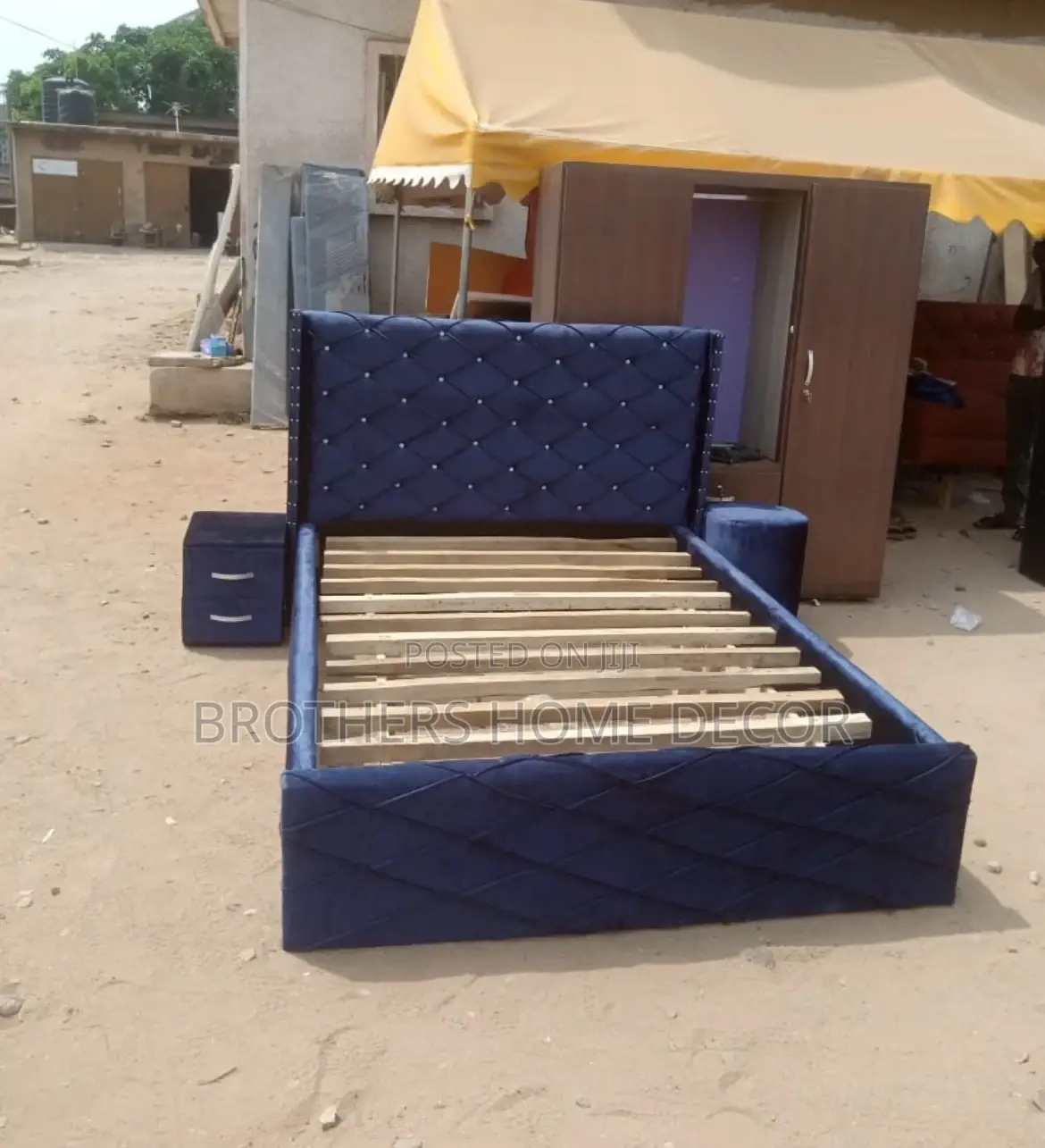 Foreign Double Bedframe With Ottoman and Side Drawers