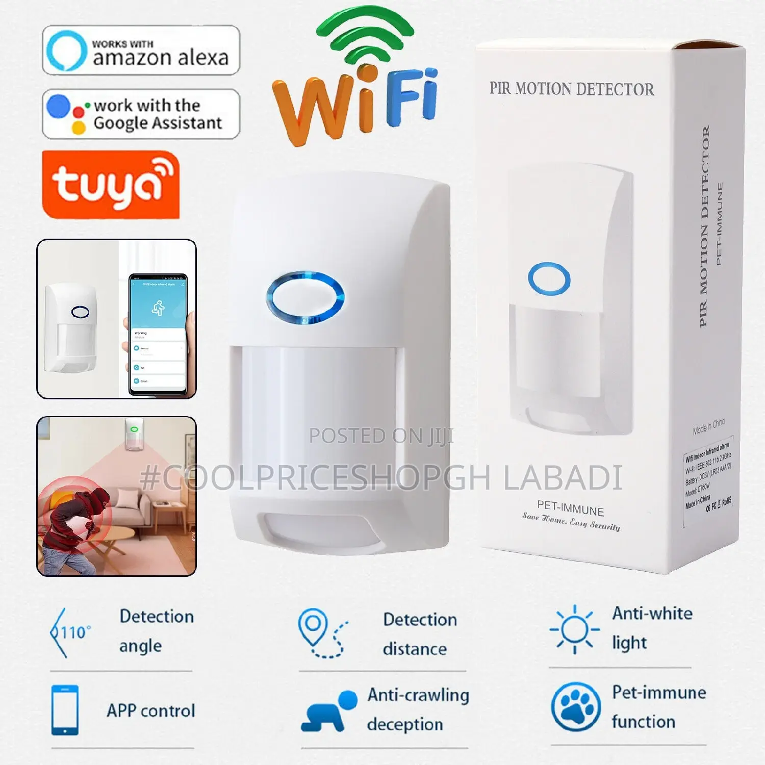 Smart Life Tuya WIFI Wireless PIR Motion Sensor Detector