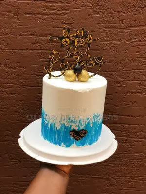 White N Blue Whipped Cream Cake