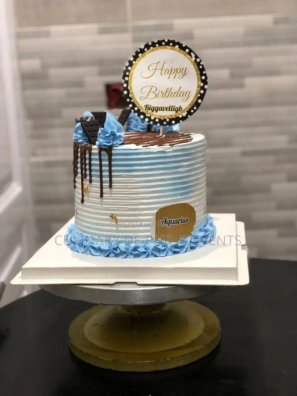 Blue and Chocolate Chocolate Drip Cake