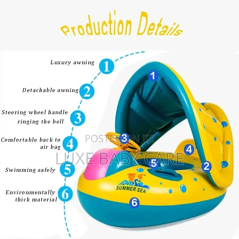 Inflatable Kid’S Swimming Ring With Sunshade