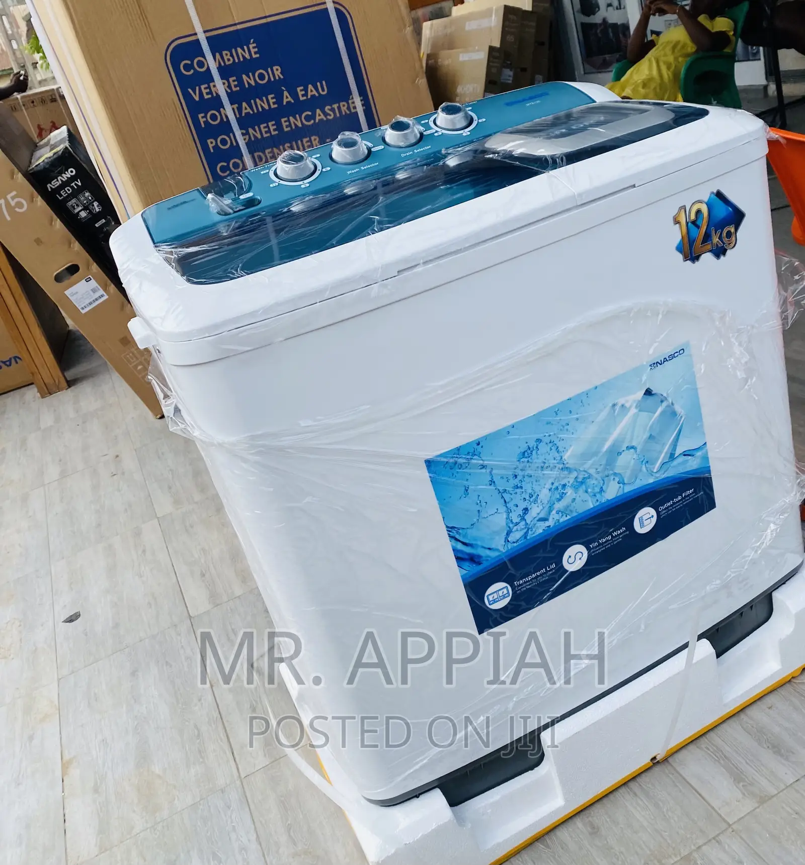 Sealed in Box Nasco 12kg Twin Tap Washing Machine.