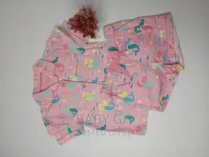 Pink Mermaid Print Kids Sleepwear