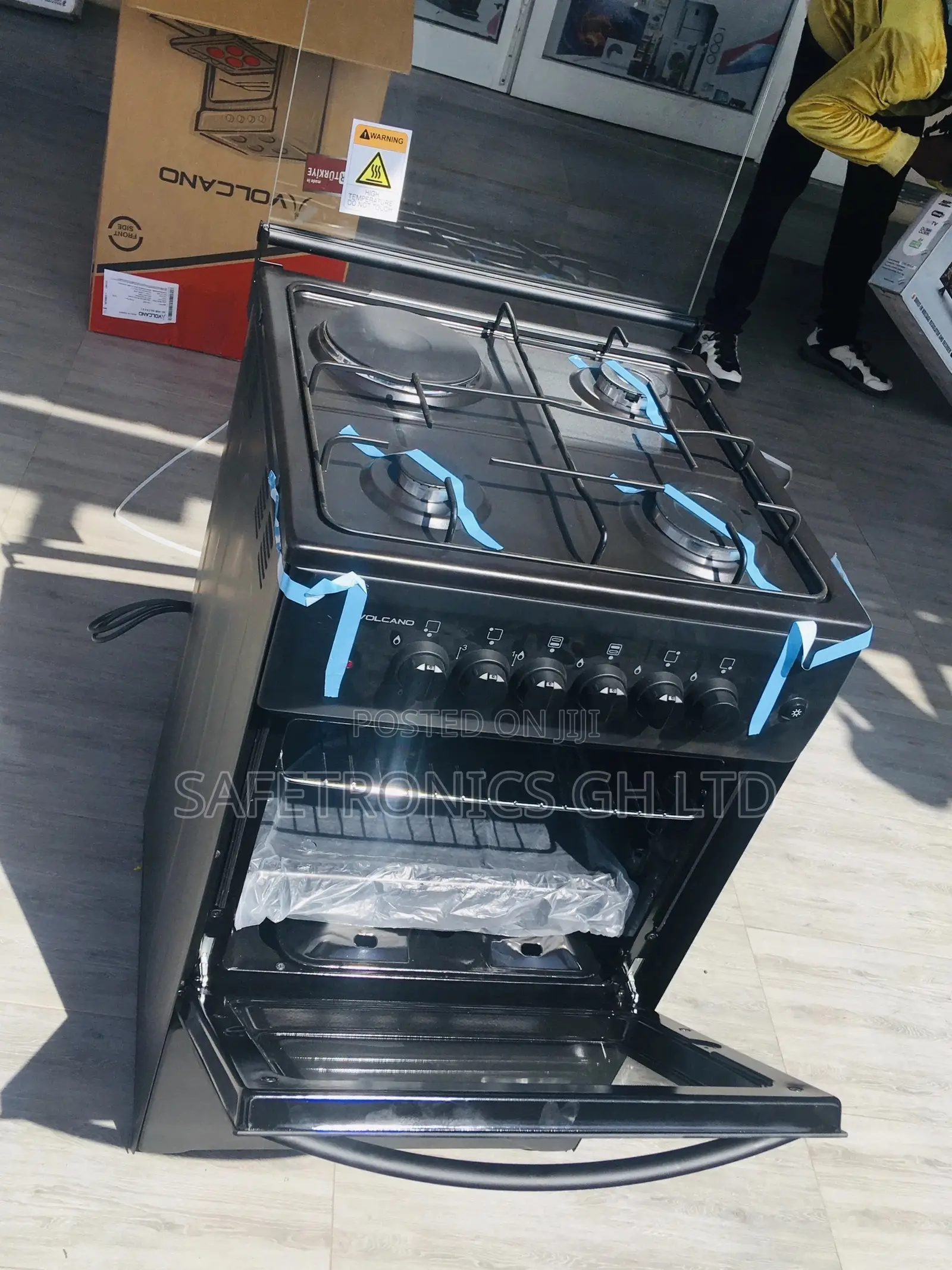 Black 1 Electric Oven With Grill 3 Gas Burner Volacno 50x50