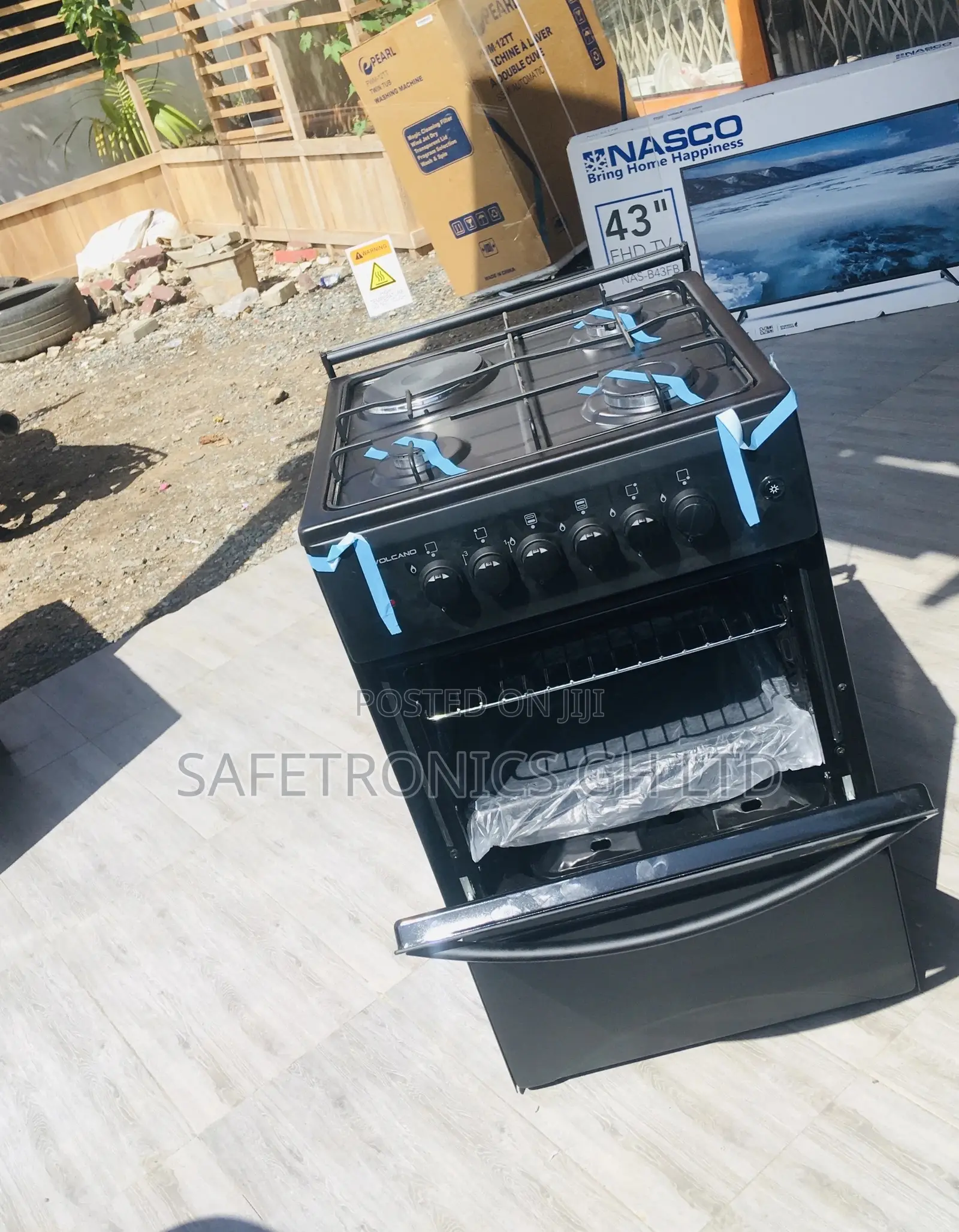 Oven With Grill 50x50 Volcano Black 1 Electric 3 Gas Burner