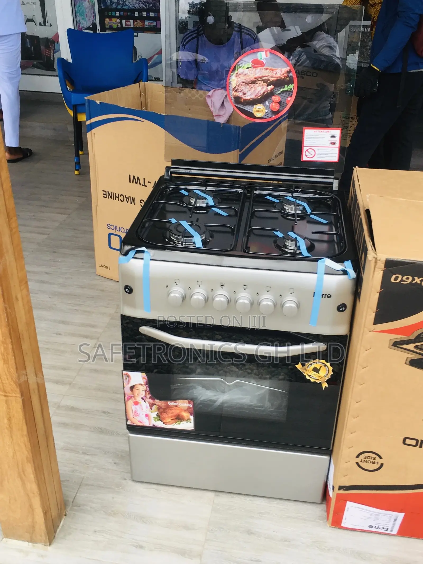 Glass Lid Oven With Grill 60x60 4 Gas Burner Ferre Sliver