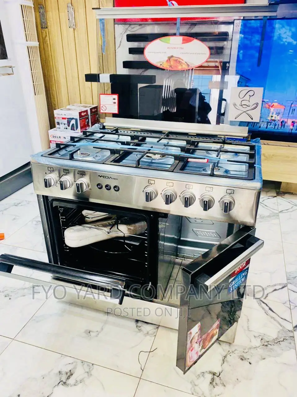 Five Stars . Rated Midea Tech 5 Burner Oven + Grill Cooker
