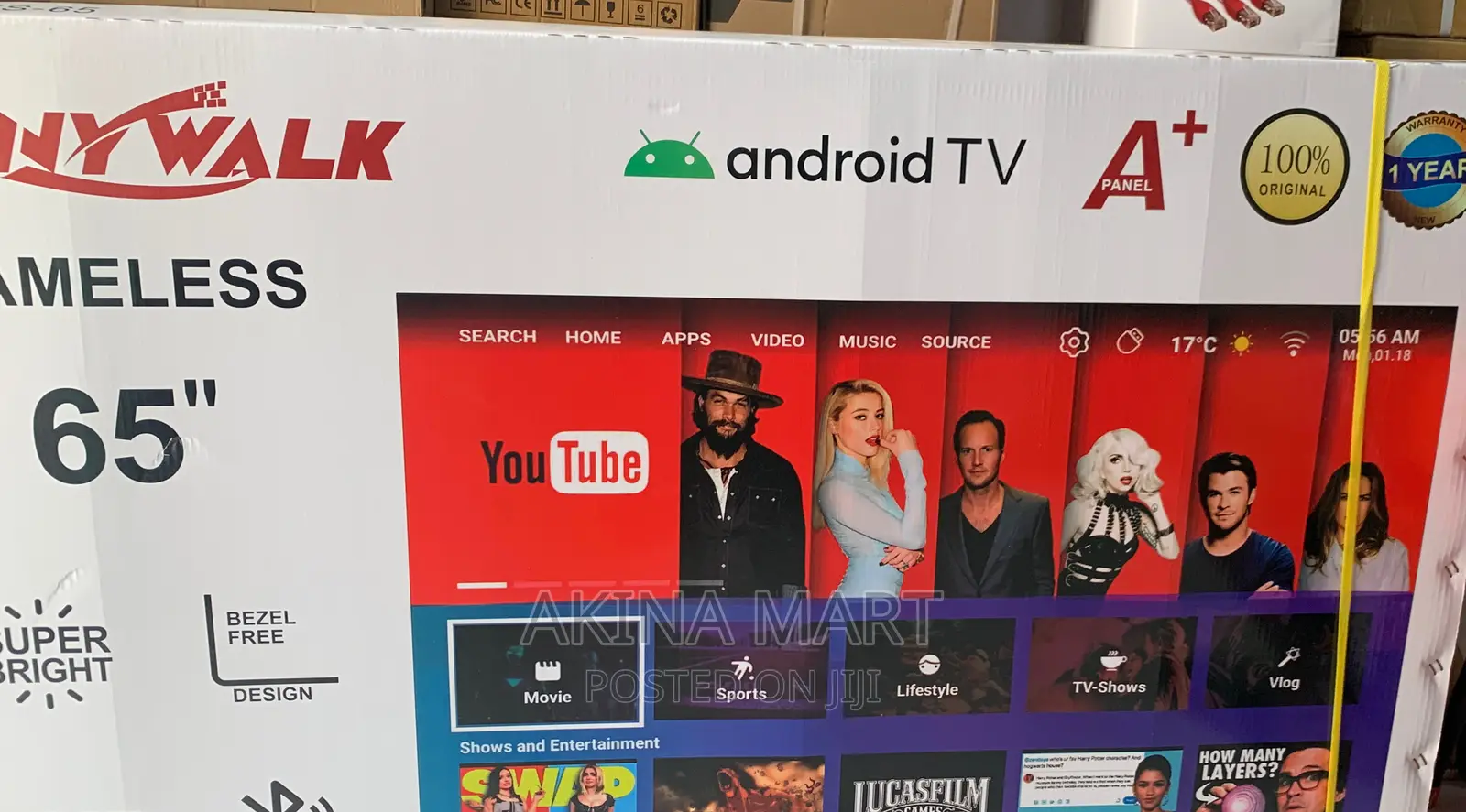 65inches Android Tv/ Sunnywalk 65inch TV a Plus Panel