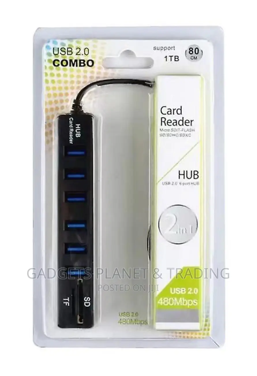 6 Ports USB 2.0 Hub SD / TF Reader - 480mbps