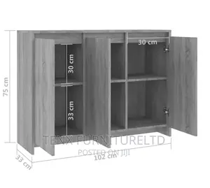 Sideboard / Cabinet Grey Sonoma (3 Doors)