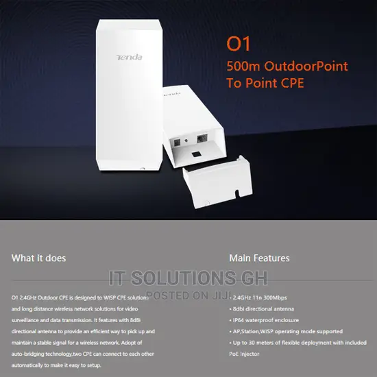 Tenda 01 Wireless 2.4ghz 8dbi Outdoor Cpe Tenda