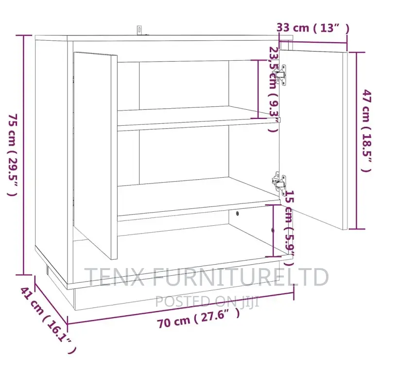 Sideboard / Cabinet (Concrete Grey With 2pcs Doors)