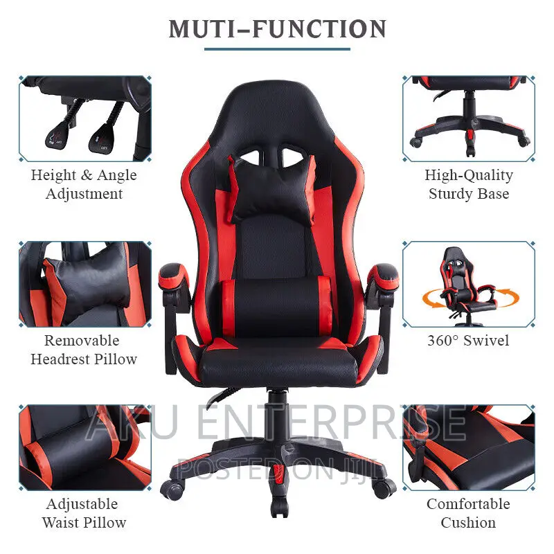 Gaming Chairs Leather Lumbar Support Pillow Office Adjusting