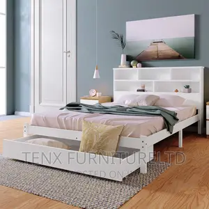 Double Bed With Storage Shelf and Storage Head Board