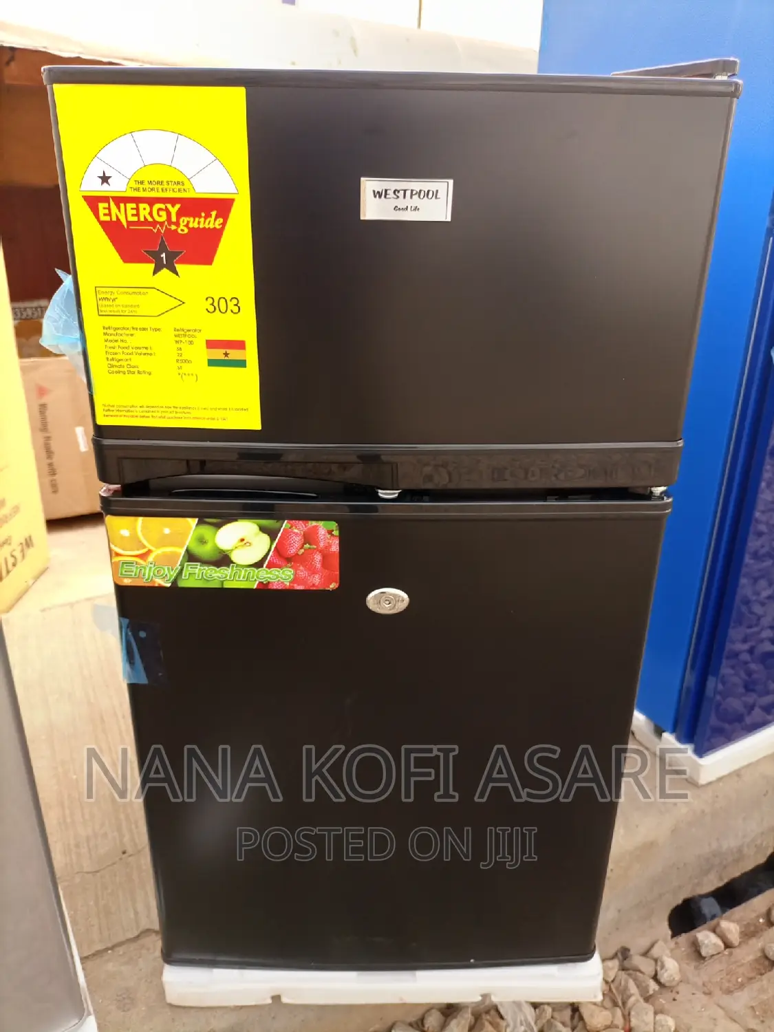 Westpool 80litres Black Table Top Double Door Refrigerator