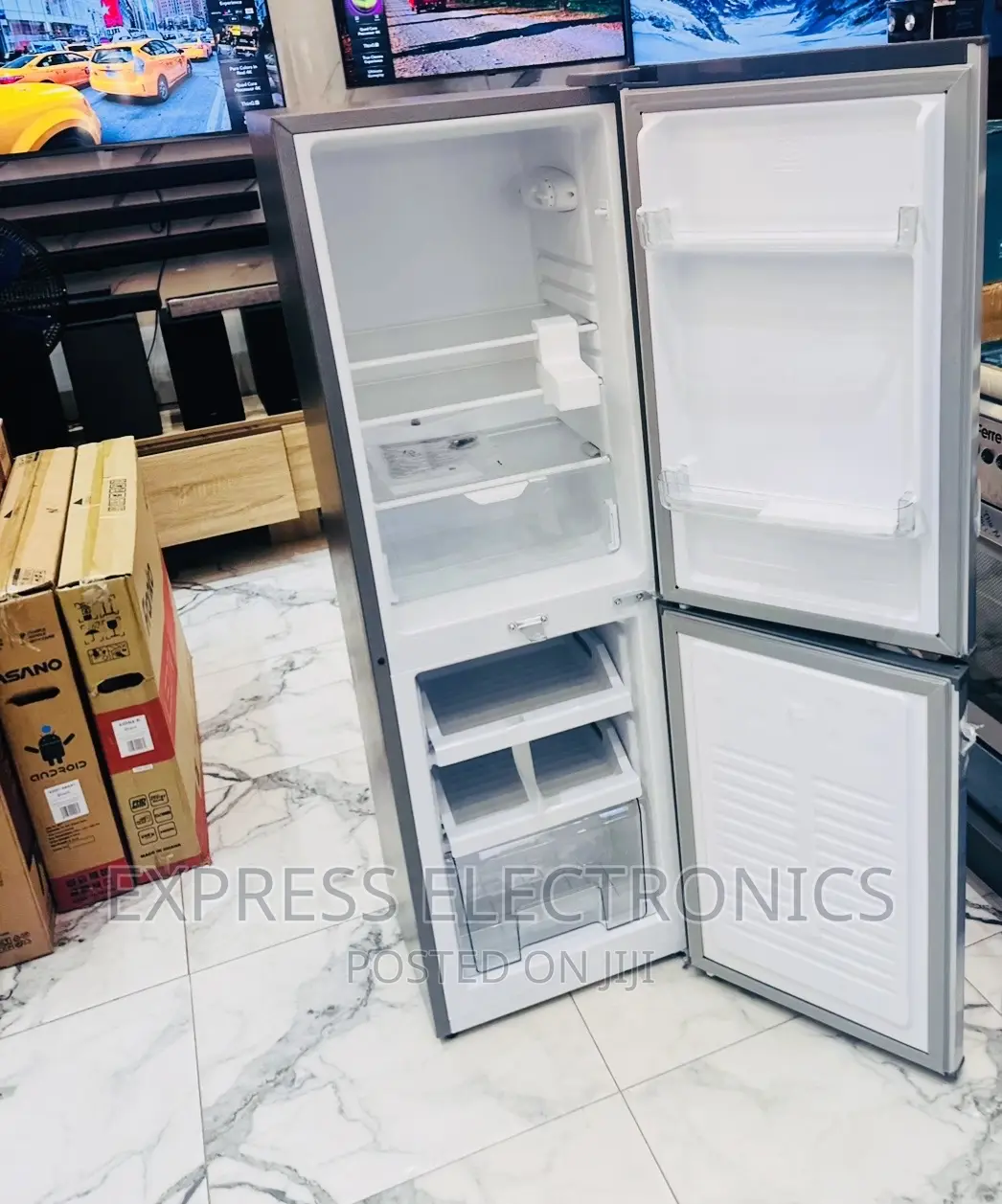 Zara —240BF Double Door Fridge Bottom Freezer Grey