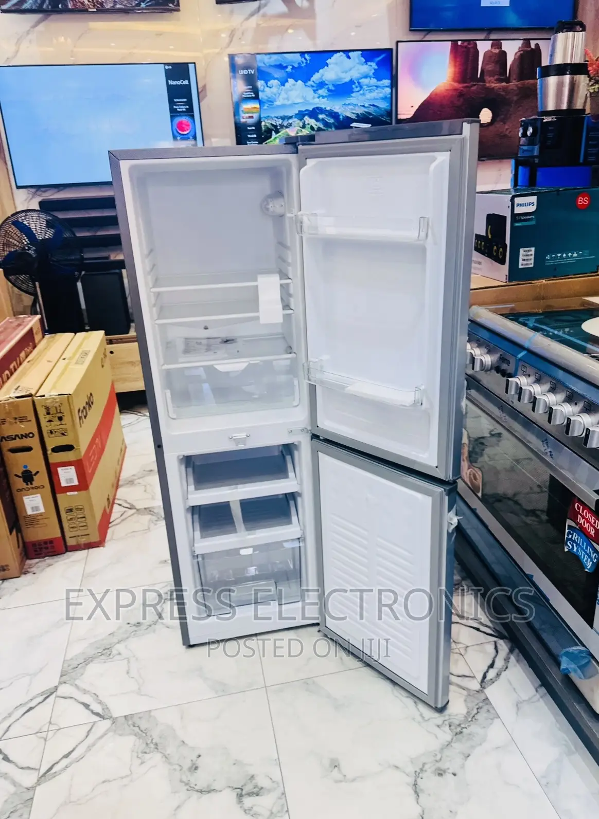 Powerful Sleek Grey Zara Double Door 240BF Fridge