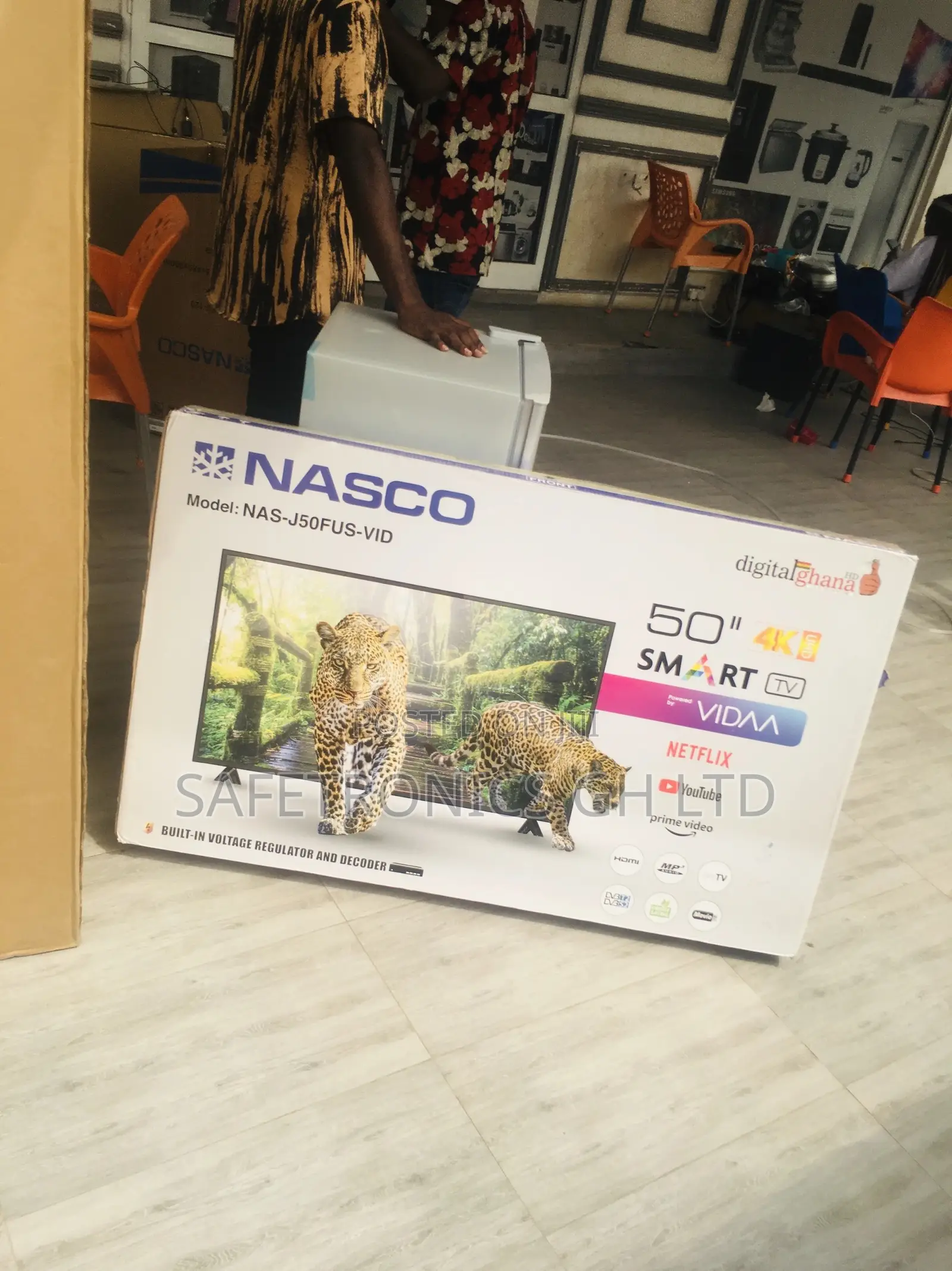 50 Inches Glossy LED Electric UHD Nasco Smart Black Tv