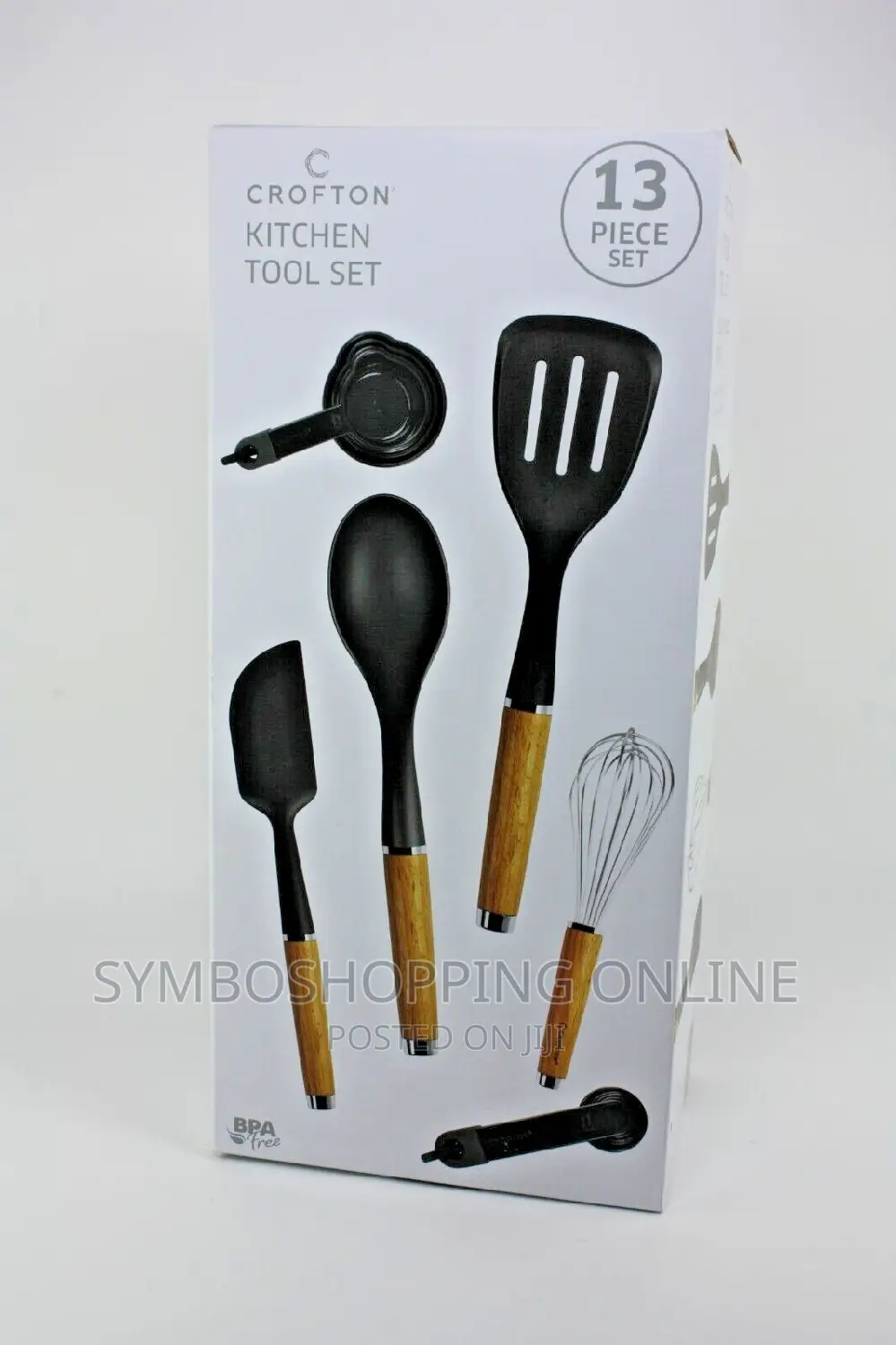 Crofton 13 Piece Kitchen Tool Set Black With Wooden Handle