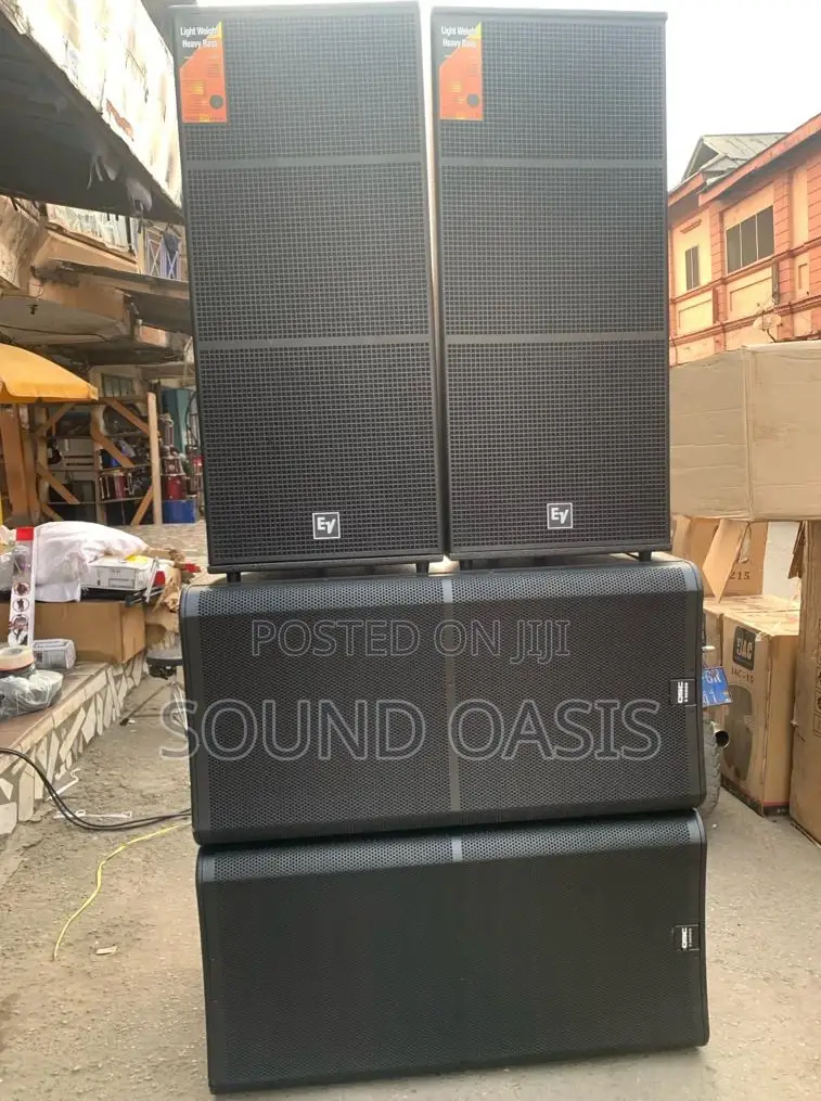 EV Mid and QSC Double Sub Full Set With Amps Rack