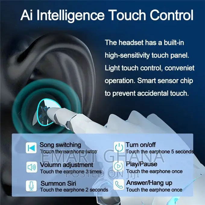Wireless Finger Touch Control True Bass Bluetooth Headset