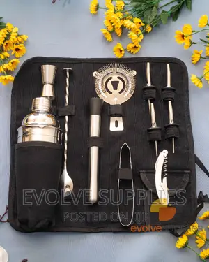 11pcs Cobbler Cocktail Tools in a Rolled Bag