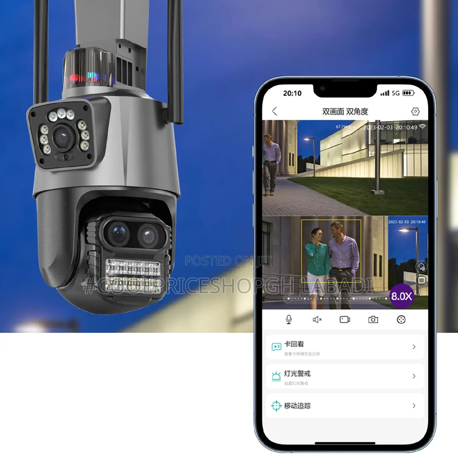 Dual Lens Screen Wifi CCTV Surveillance Cameras