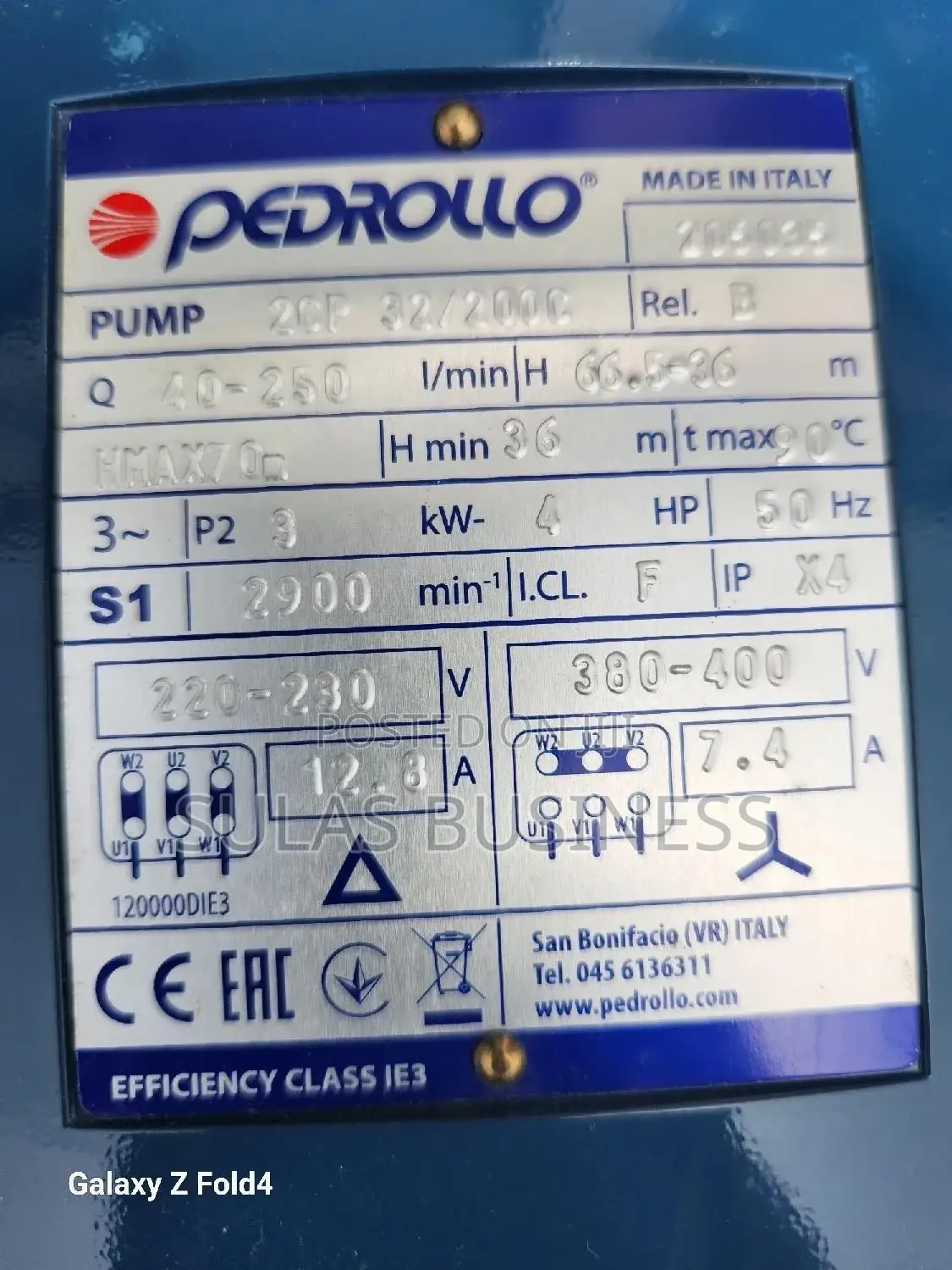 Double Impeller 4HP Pedrollo Pressure Pump