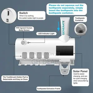 Automatic Toothpaste Dispenser, Toothbrush Holder
