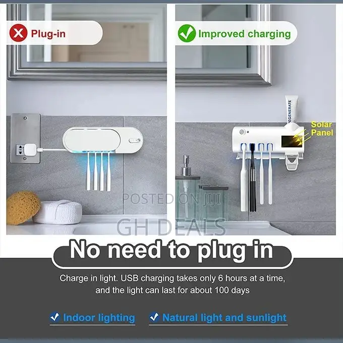 Automatic Toothpaste Dispenser, Toothbrush Holder
