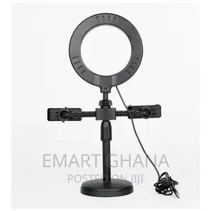 LED Selfie Ring Light Desktop Stand Dual Phone Holder Live S