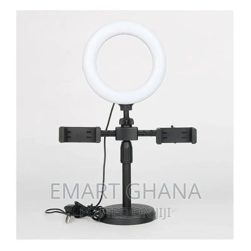LED Selfie Ring Light Desktop Stand Dual Phone Holder Live S