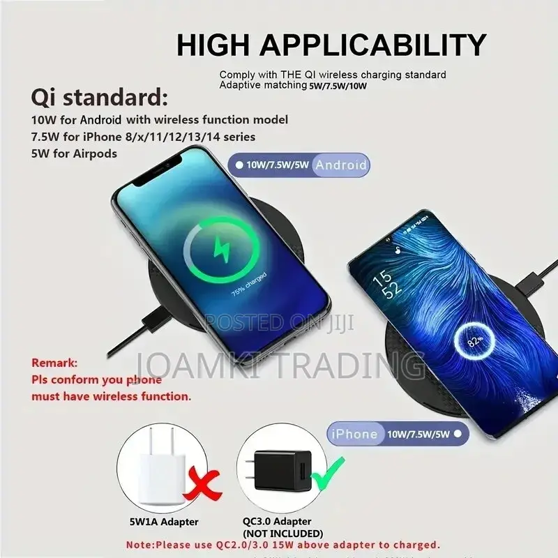 60-100w Wireless Fast Charger Pad 4 iPhones /Android Phones