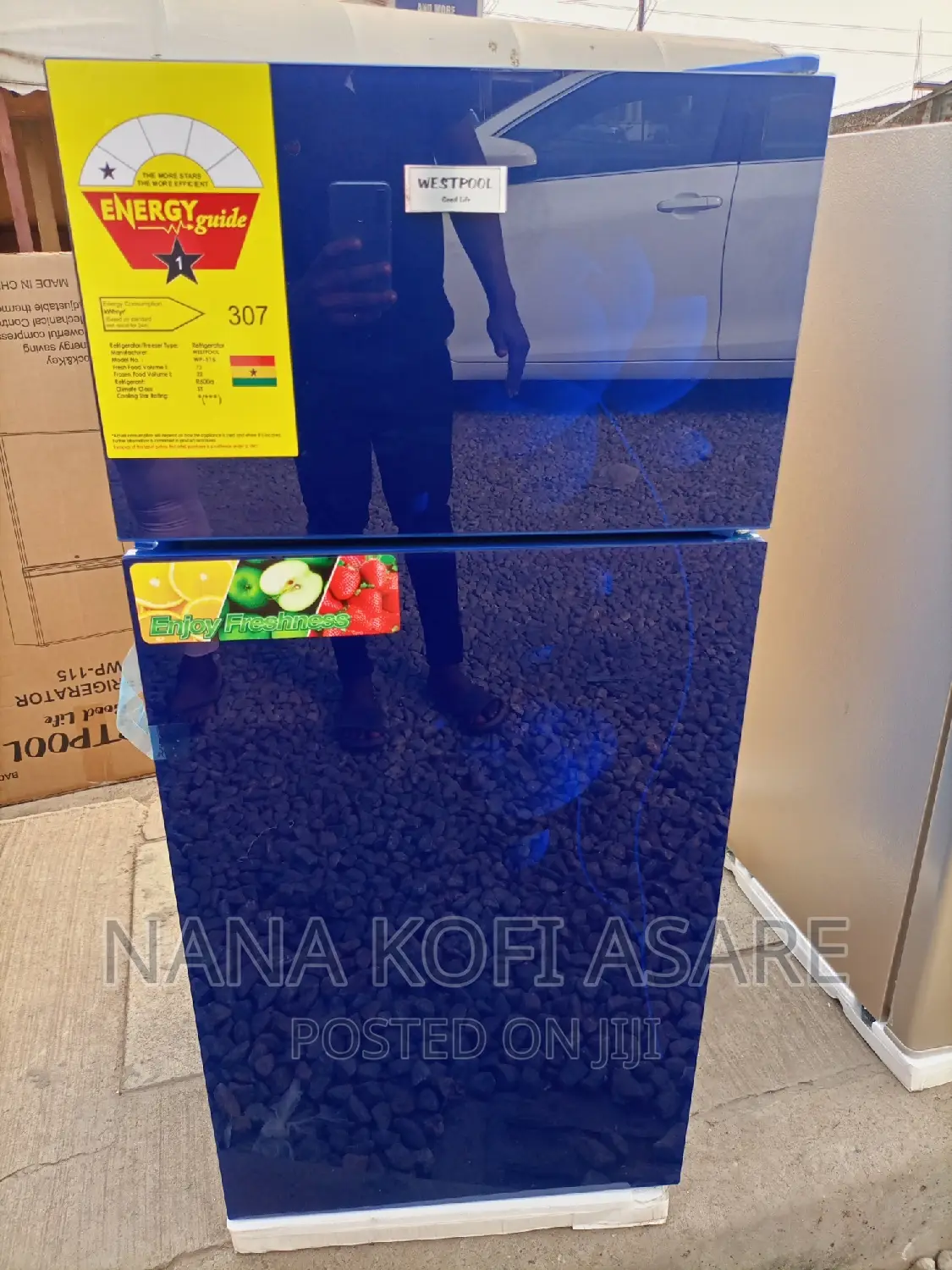 Westpool 95litres Blue Glass Refrigerator
