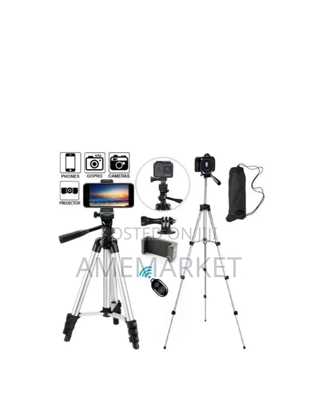 Phone Tripod Stand With Bluetooth Remote Control. Live Video