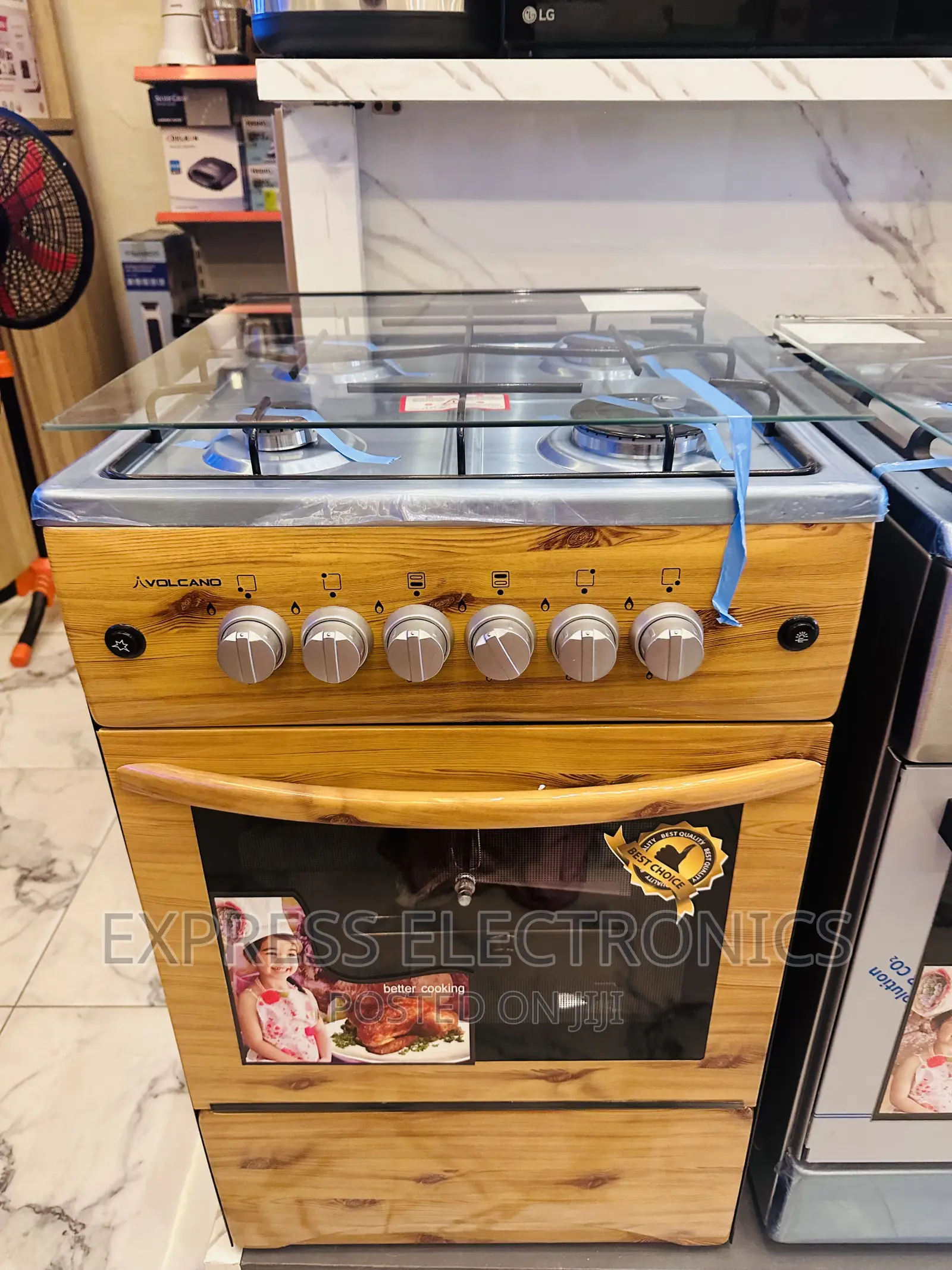 Extra Modern Gas Cooker Wooden Like 4burner Oven