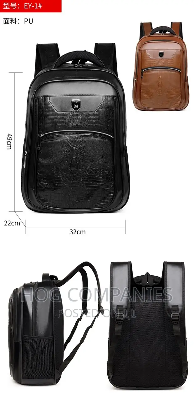 Waterproof Leather Laptop Travel Backpack School Bag