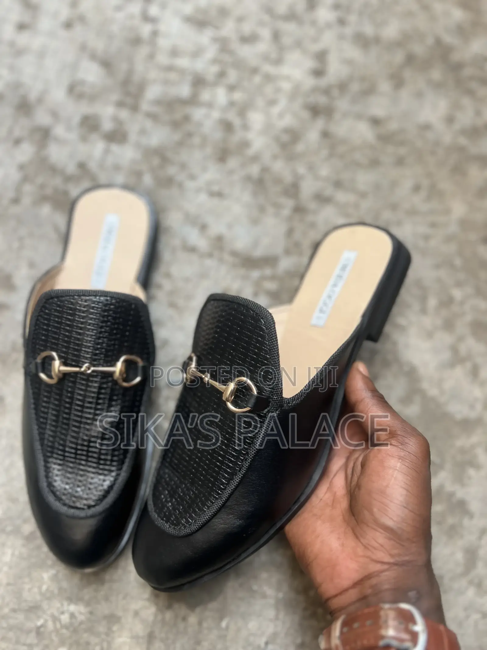 Black Leather Half Shoe