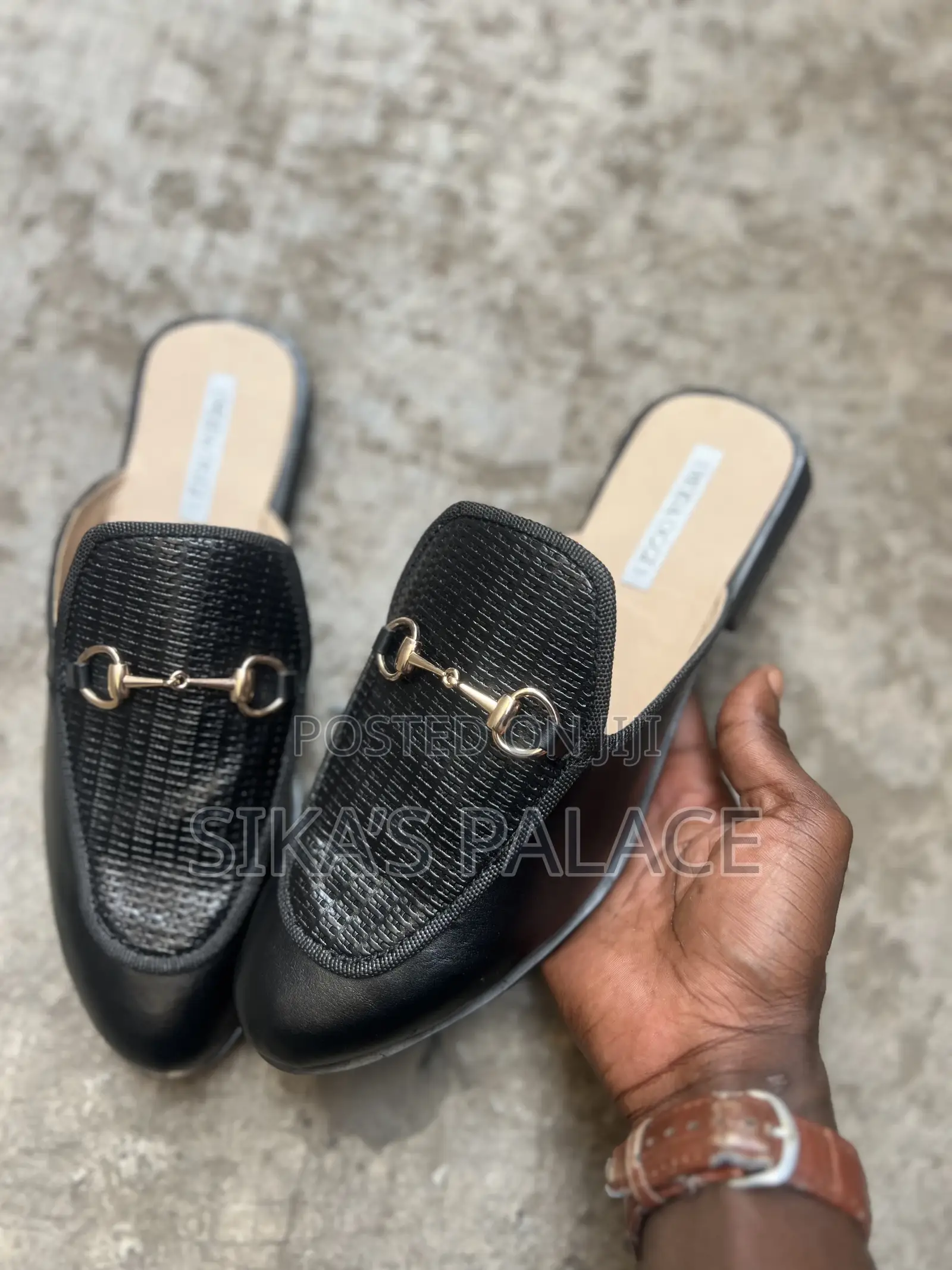 Black Leather Half Shoe