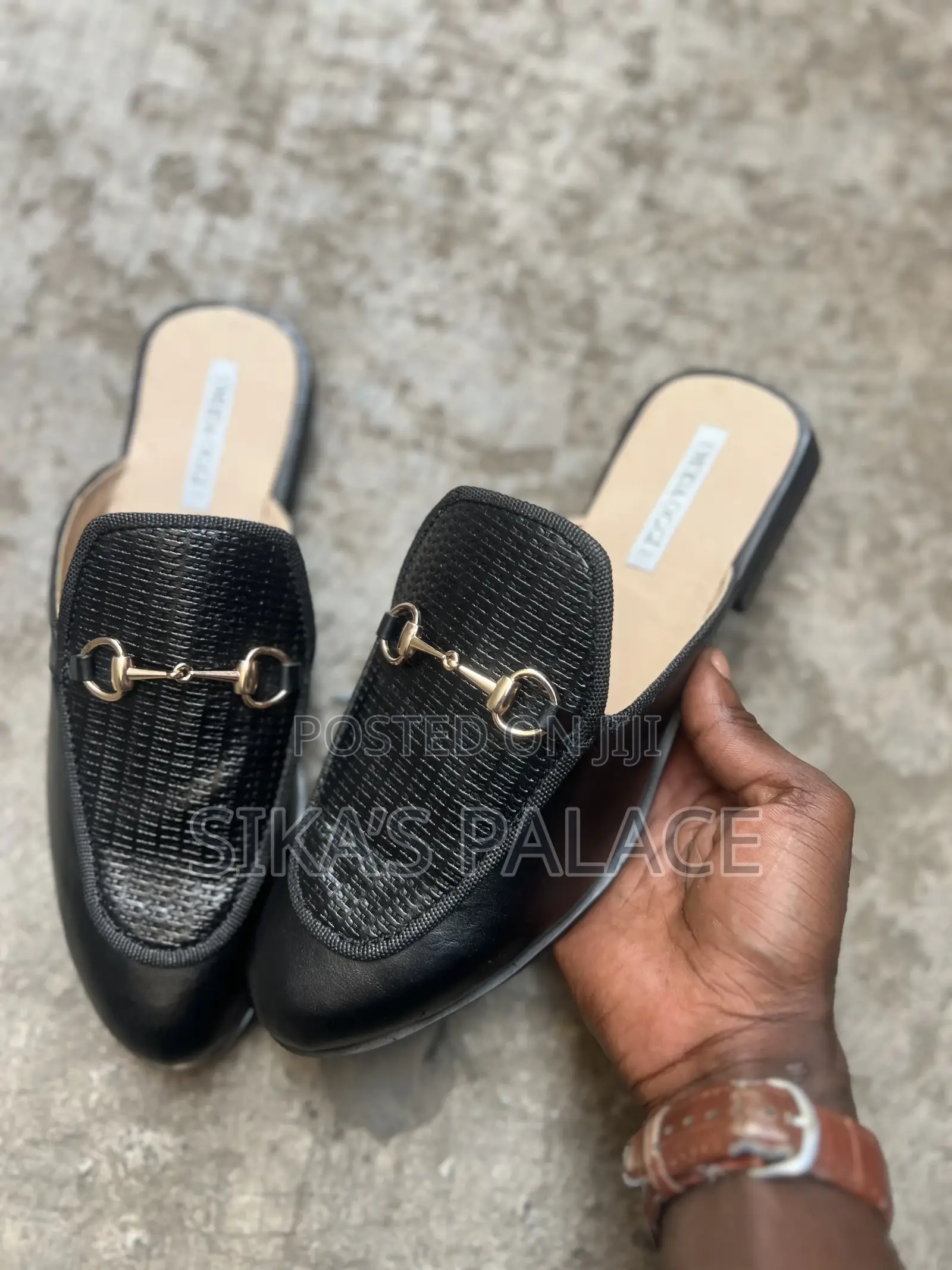 Black Leather Half Shoe